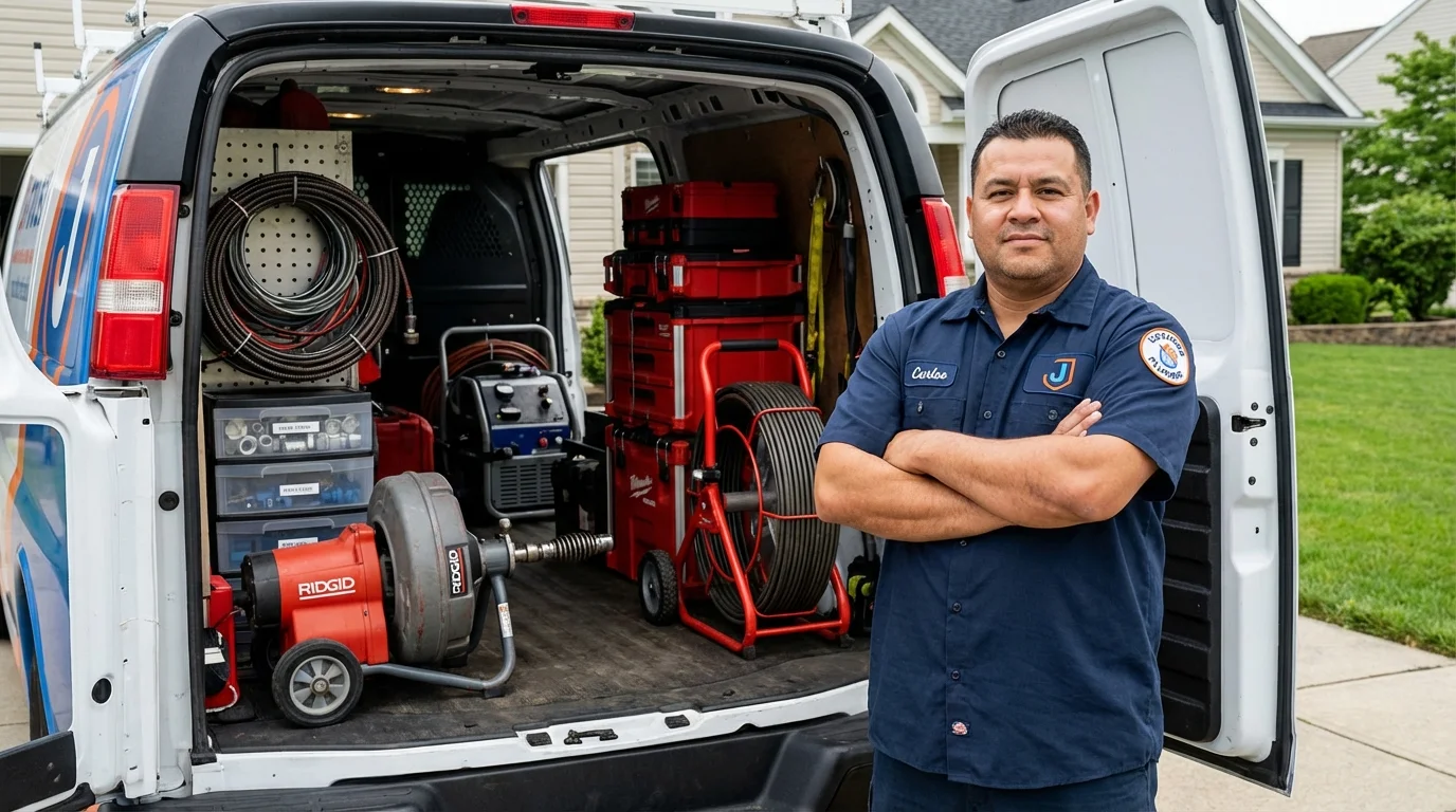 Professional drain cleaning equipment and Johns Plumbing LLC plumber in Latrobe