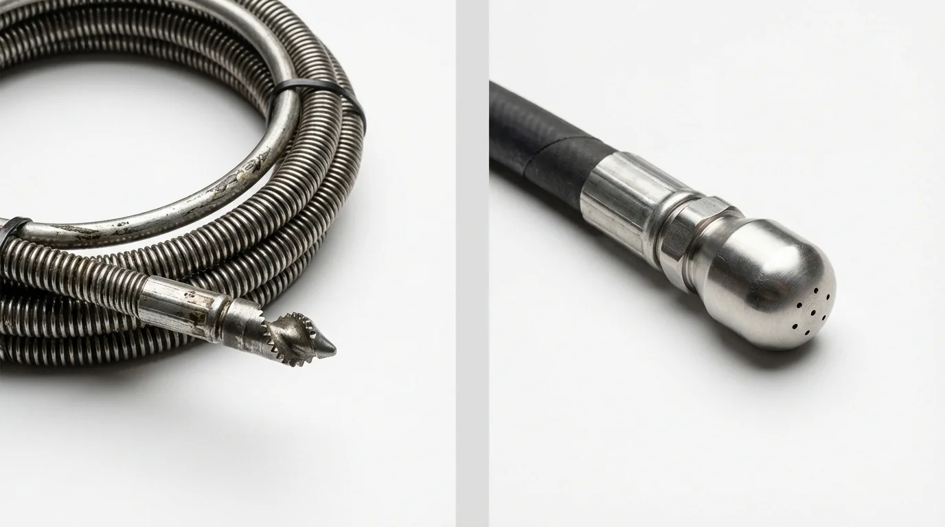 Drain snake cable and hydro jetting nozzle used for drain cleaning in Latrobe, PA