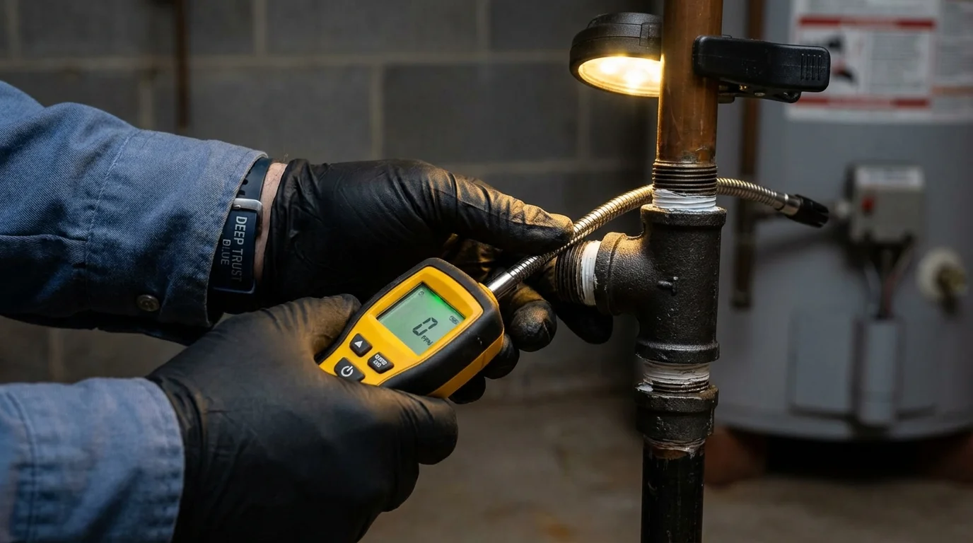 Gas leak detection with electronic sniffer by Johns Plumbing LLC in Latrobe