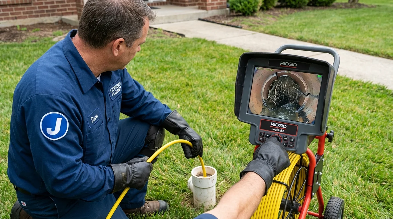Sewer camera inspection being performed by Johns Plumbing LLC in Latrobe